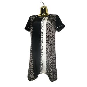 Elizabeth and James Black and Cream Animal Print Mini Dress